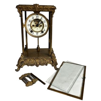 Sale Photo Thumbnail #89: Antique Ansonia Crystal Regulator Brass Clock