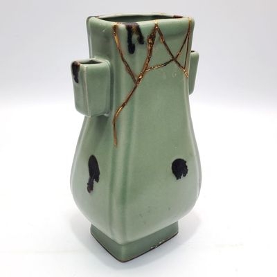 Sale Photo Thumbnail #42: Chinese Green Glazed 2-Handle Vase
