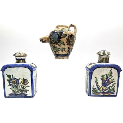 Sale Photo Thumbnail #38: Lot of 3 Old Persian Glazed Pottery Items