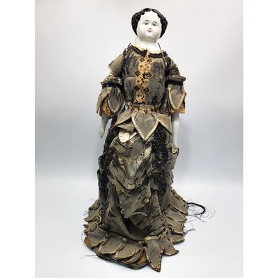 Sale Photo Thumbnail #16: German Antique 19th C. Porcelain Head Doll