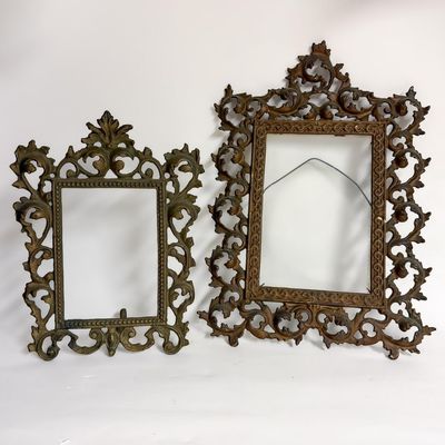 Sale Photo Thumbnail #349: Lot of 2 Small Reticulated Heavy Brass Frames
