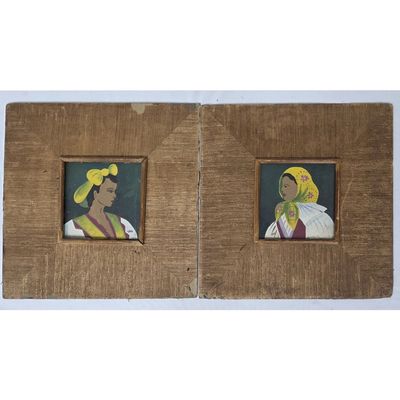 Sale Photo Thumbnail #151: Pair of  Vintage Paintings, Watercolor on Paper