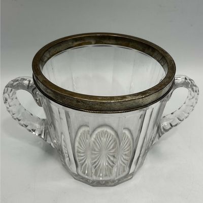Sale Photo Thumbnail #2: Antique Sterling Silver Rimmed Cut Glass Bucket