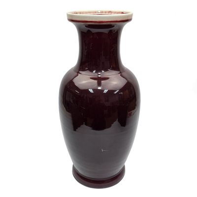 Sale Photo Thumbnail #298: Chinese Oxblood Sang De Boeuf Pottery Tall Vase