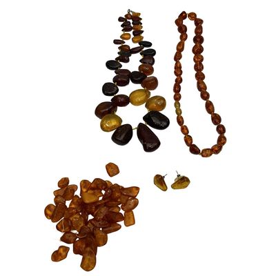 Sale Photo Thumbnail #159: Bag Lot of Probably Amber Necklaces & Loose Beads
