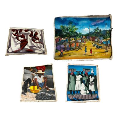 Sale Photo Thumbnail #169: 4 Signed Haitian Paintings by Listed Artists