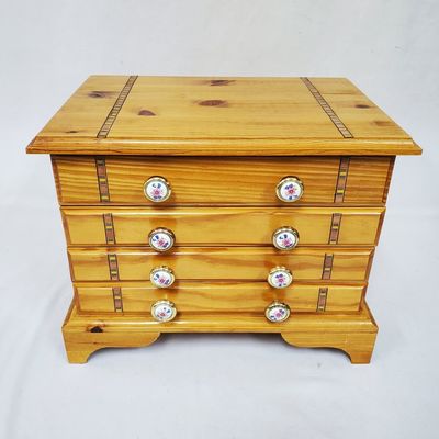 Sale Photo Thumbnail #163: Parquetry Inlaid Wood 4 Section Jewelry Casket