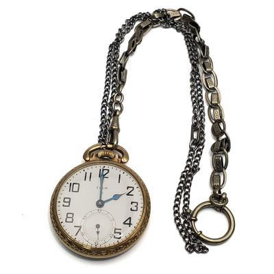 Sale Photo Thumbnail #46: Antique Elgin Pocket Watch w/ Chains