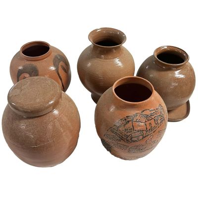 Sale Photo Thumbnail #129: Lot of Terracotta Pottery Items Incl. Pots & Vases