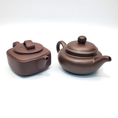 Sale Photo Thumbnail #43: 2 Chinese Signed Brown Clay Teapots
