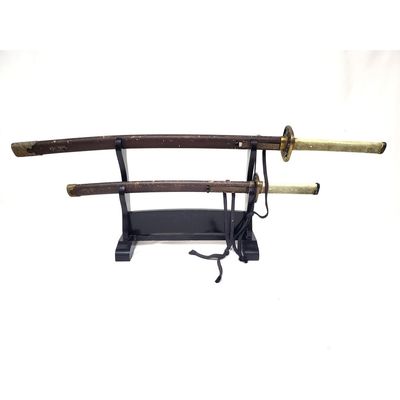 Sale Photo Thumbnail #375: 2 Japanese Swords on Display Stand
