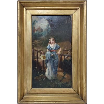 Sale Photo Thumbnail #122: Antique 19th C. Painting Oil on Canvas