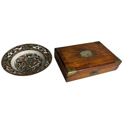 Sale Photo Thumbnail #62: Lot of 2 Chinese Items Incl. Painted Bowl & Box