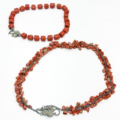 Sale Photo Thumbnail #245: Lot of 2 Coral Beaded Necklaces