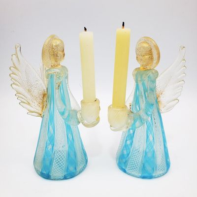 Sale Photo Thumbnail #114: Pair of Vintage Venetian Glass Candle Holders
