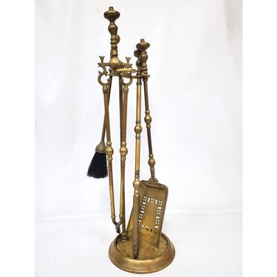 Sale Photo Thumbnail #34: Antique Bronze Fireplace Set w Stand