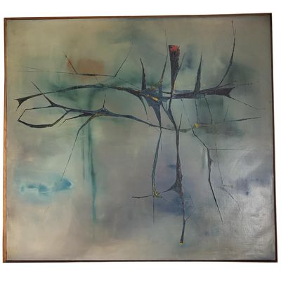 Sale Photo Thumbnail #405: Monumental Vintage MCM Signed Abstract Painting