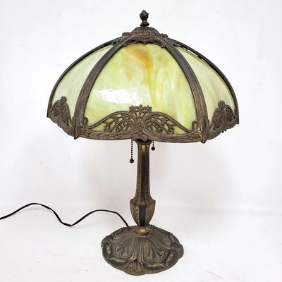 Sale Photo Thumbnail #225: Antique Bronze & Slag Glass Table Lamp