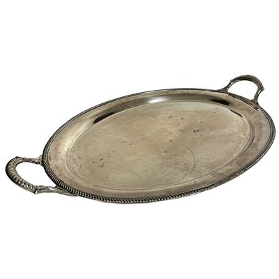 Sale Photo Thumbnail #3: Antique Large Continental Silver-Plated Tray