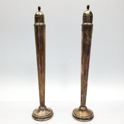 Sale Photo Thumbnail #387: Pair Sterling Silver Weighted Salt & Pepper