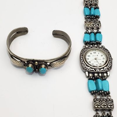 Sale Photo Thumbnail #10: Sterling Silver & Turquoise Bracelet & 1 Other