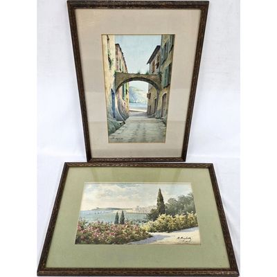 Sale Photo Thumbnail #432: B. Righetti, Italian Lot of 2 Watercolor Paintings