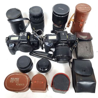 Sale Photo Thumbnail #171: Large Group Lot of Canon Cameras & Camera Lenses