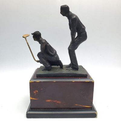 Sale Photo Thumbnail #320: Vintage Metal Figure of 2 Golfers