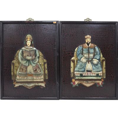Sale Photo Thumbnail #379: 2 Chinese Ancestral Stone Panels