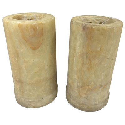 Sale Photo Thumbnail #188: Pair of Old Chinese Marble Cylinders / Lamp Shades