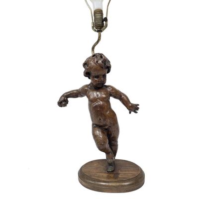 Sale Photo Thumbnail #370: Vintage Italian Hand-Carved Wood Putto Cherub Lamp