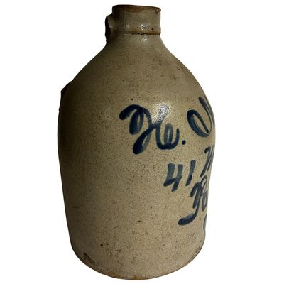 Sale Photo Thumbnail #76: Stoneware Advertising Jug "H. Munzer Paterson, NJ"