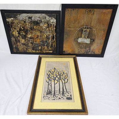 Sale Photo Thumbnail #411: Lot of 3 Vintage Signed Artworks Incl Henry Newman
