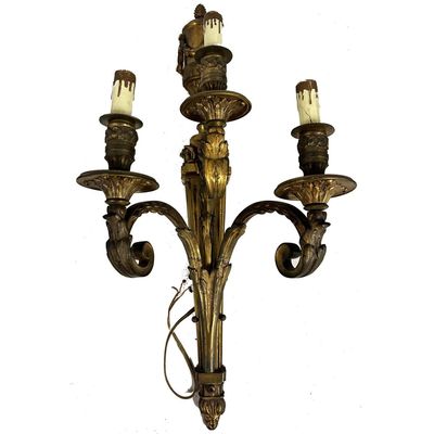 Sale Photo Thumbnail #180: Antique Good Quality Bronze 3-Armed Wall Sconce