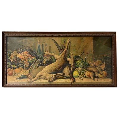 Sale Photo Thumbnail #322: Framed Italian Artwork Print "Hunting Still Life"