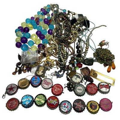 Sale Photo Thumbnail #250: Lot of Costume Jewelry & Vintage Bottle Caps