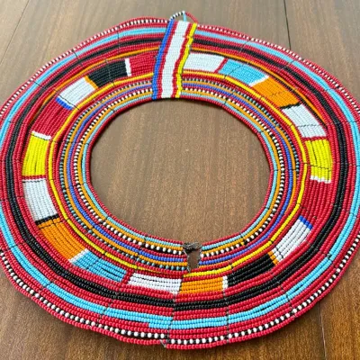 
Hand Crafted Maasai Beaded Collar Necklace With Glass Trade Beads