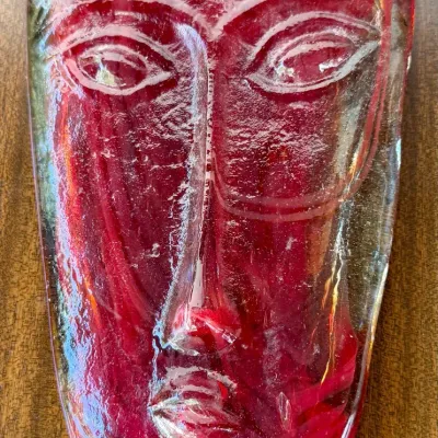 Vintage Kosta Boda Erik Hoglund 1960's Art Glass Face Mask Sculpture
