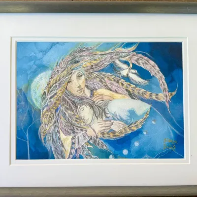Original Sharon Dobbs Framed Mixed Media Goddess Celene