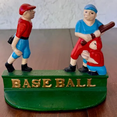 
Vintage Cast Iron Baseball Door Stop
