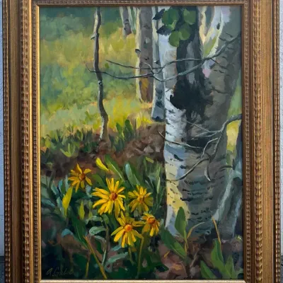
Original Signed A. Gabel Oil On Canvas Forest Landscape With Custom Wood Frame