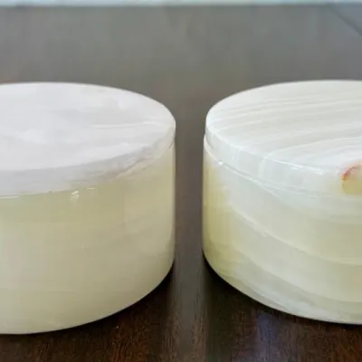 (2) Pakistan Onyx Lidded Jars