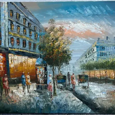 Original Oil On Canvas Paris Impressionist Painting Unframed