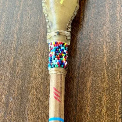 Hand Crafted Native American Raw Hide Ceremonial Rattle