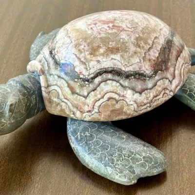 
Carved Marble And Quartz Stone Sea Turtle (as Is)