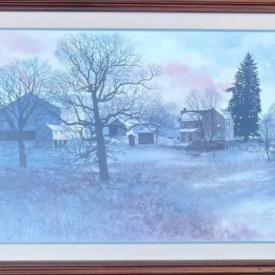 Custom Framed Peter Sculthorpe Winter Landscape Print