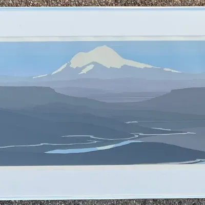 
Jerry Schurr " Mt. Baker" Signed Limited Edition Print 75 Of 290 1985 With Glass Front Metal Frame
