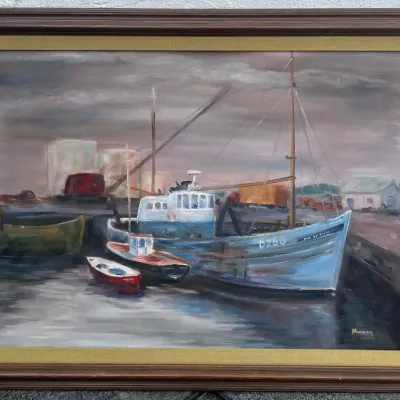 Signed Original 2004 "star Of Faith" Ship Oil On Canvas