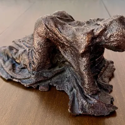 JHB Heavy Copper And Brass Veiled Woman Sculpture 2001