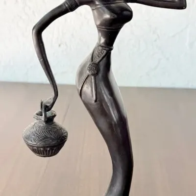 
Cast Iron Bronze Tone Metal Female Figurine